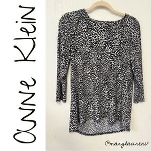 Anne Klein Monochrome Animal Print Blouse Mob Wife Aesthetic